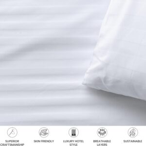 Maples Stripe 100% Cotton Flat Sheet – 0.5, 1, and 3 cm Elegant Stripes, 300 Thread Count, Available in White and Multiple Sizes - Image 4