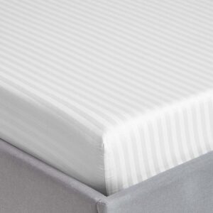 Maples Stripe 100% Cotton Fitted Bed Sheet – Elegant 0.5, 1 & 3 CM Stripes in White, 300 Thread Count, Available in Multiple Sizes - Image 3