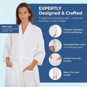 Maples Waffle Bathrobe with Shawl Collar and Pockets – 100% Cotton, 350 GSM, Soft and Comfortable - Image 4