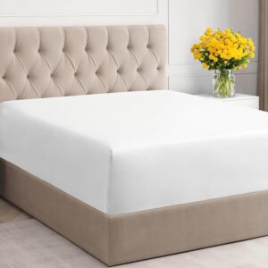 Maples Premium Pure White Polycotton Fitted Bed Sheet – Choose from 144 to 300 Thread Counts and Multiple Sizes for Luxurious Comfort. - Image 3