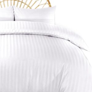 Maples Stripe 100% Cotton Duvet Cover – Elegant 0.5, 1 & 3 CM Stripes in White, Available in 260 & 300 Thread Counts and Multiple Sizes - Image 3