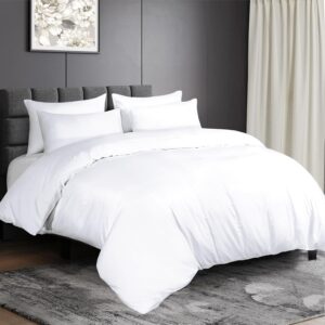 Maples Pure White 100% Cotton Duvet Cover with Flap – Available in 300 Thread Count and Multiple Sizes - Image 1