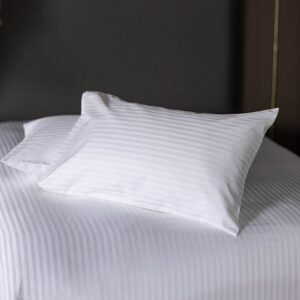 Maples Stripe 100% Cotton Pillow Covers – Elegant 0.5, 1 & 3 CM Stripes in White, 300 Thread Count, Available in Multiple Sizes - Image 1