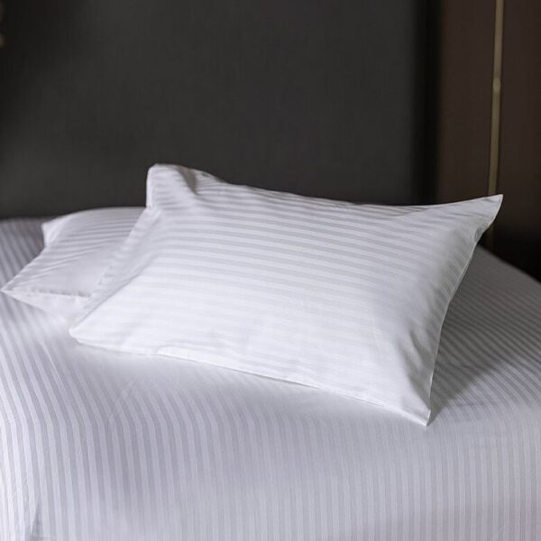 Hotel Suite Satin Stripe Plain Pillowcase Pair
