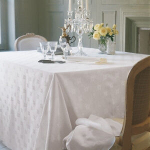 Maples Ivy Leaf Damask Design Tablecloths - 100% Cotton in White and in Array of Sizes to Elevate Your Dining Experience. - Image 3
