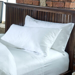Maples Stripe 100% Cotton Pillow Covers with Elegant of 0.5, 1 & 3 CMS Stripes. Immerse Yourself in Luxury with 300 Thread Count and Discover Your Perfect Fit with an Array of Sizes in White Color. - Image 1