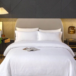 Maples Stripe 100% Cotton Duvet Cover with Elegant of 0.5, 1, 3 CMS Stripes. Immerse Yourself in Luxury with 260 & 300 Thread Count Choices and Discover Your Perfect Fit with an Array of Sizes in White Color. - Image 1