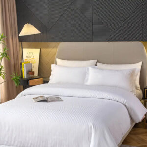 Maples Stripe 100% Cotton Duvet Cover with Elegant of 0.5, 1, 3 CMS Stripes. Immerse Yourself in Luxury with 260 & 300 Thread Count Choices and Discover Your Perfect Fit with an Array of Sizes in White Color. - Image 2