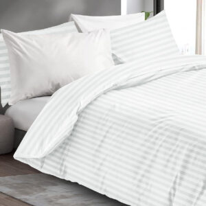 Maples Stripe Polycotton Duvet Cover, featuring elegant stripes of 0.5, 1 and 3 CMS. Indulge in luxury with 260 & 300 thread count options and find your ideal fit among a range of sizes. - Image 2