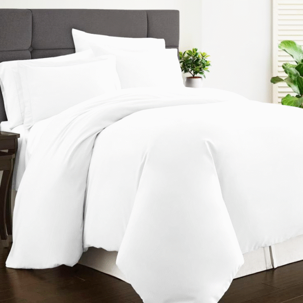 Pizuna Cotton Percale Super King Duvet Cover Set White, 100% Long Staple Combed Cotton Superking Duvet Cover 260x220cm, Sateen Weave Quilt Cover with Button Closure (Bedding Duvet Sets)