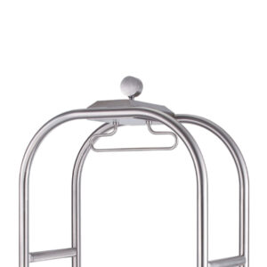 Maples Hotel Stainless Steel Lobby Luggage Trolleys Collections – Elevate Your Guest Luxury Experience with Anti-Fingerprint Silver Finish and Elegant Black Carpet. - Image 2