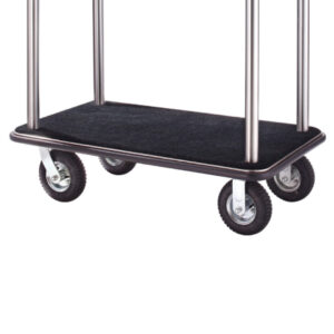 Maples Hotel Stainless Steel Lobby Luggage Trolleys Collections – Elevate Your Guest Luxury Experience with Anti-Fingerprint Silver Finish and Elegant Black Carpet. - Image 3