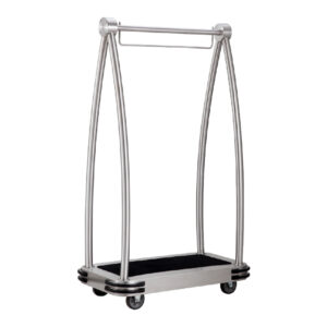 Maples Hotel Stainless Steel Lobby Luggage Trolleys Collections – Elevate Your Guest Luxury Experience with Anti-Fingerprint Silver Finish and Elegant Black Carpet. - Image 7