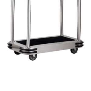 Maples Hotel Stainless Steel Lobby Luggage Trolleys Collections – Elevate Your Guest Luxury Experience with Anti-Fingerprint Silver Finish and Elegant Black Carpet. - Image 9