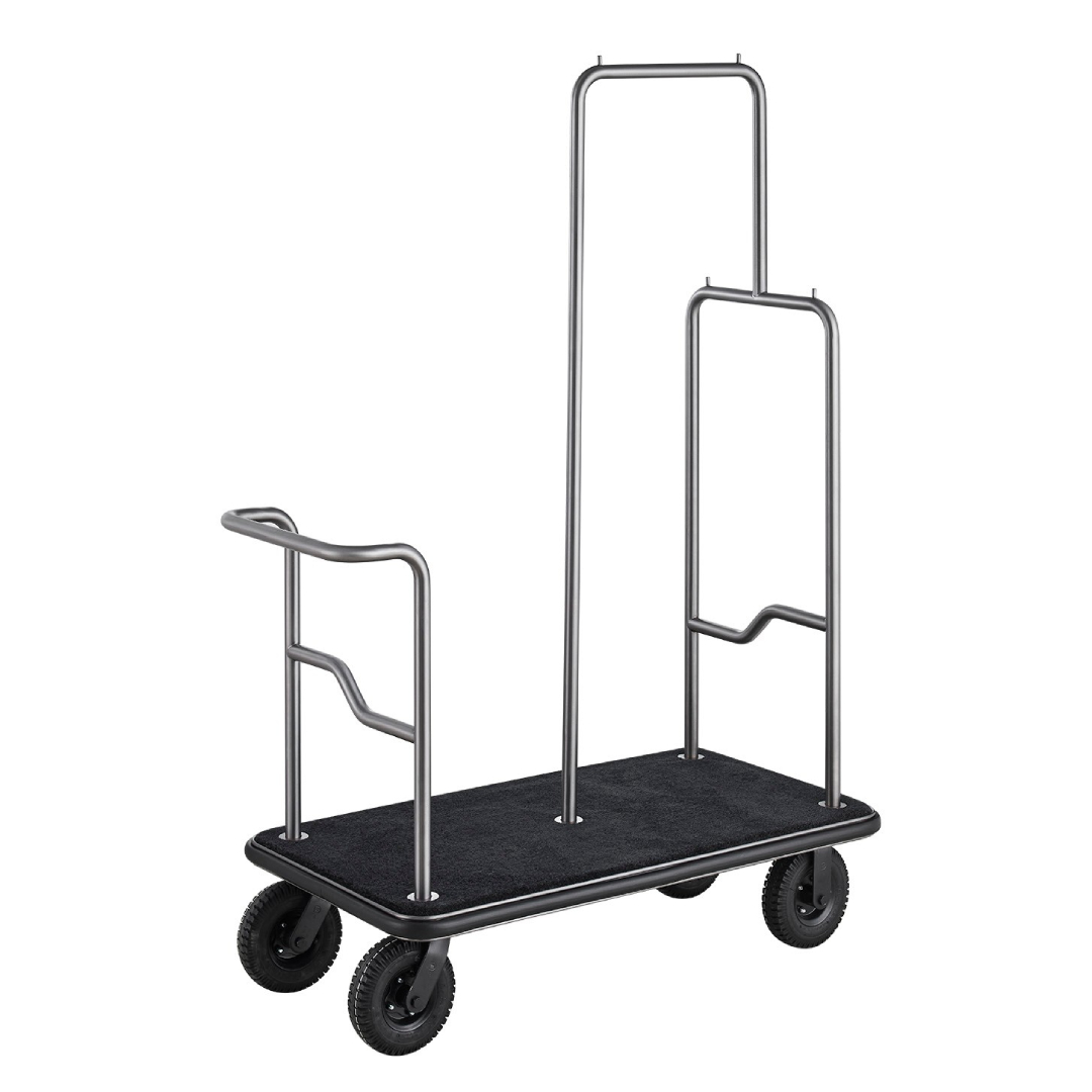 Maples Hotel Stainless Steel Lobby Luxury Pearl Flat Luggage Trolley