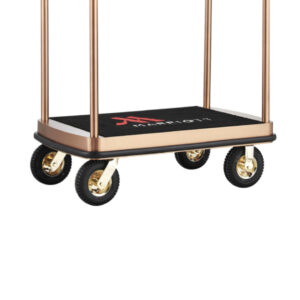 Maples Hotel Stainless Steel Lobby Luggage Trolley - Elevate Your Guest Experience with Anti-Fingerprint Dark Golden Finish and with Elegant Black Carpet. - Image 4