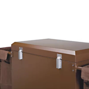 Maples Hotel Housekeeping Trolley - Durable Metal Construction, Coffee Powder Coat Finish, 3 Shelves, Door & Dual Multifunctional Bags. - Image 3