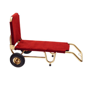 Maples Hotel Stainless Steel Lobby Hand Truck Luggage Trolley with Anti-Fingerprint Golden Finish with Red Carpet - Exquisite Luggage Carriage for a Grandiose Reception. - Image 2