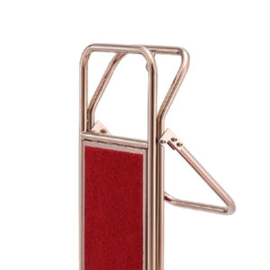 Maples Hotel Stainless Steel Lobby Hand Truck Luggage Trolley with Anti-Fingerprint Rose Golden Finish with Red Carpet - Exquisite Luggage Carriage for a Grandiose Reception. - Image 2