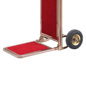 Maples Hotel Stainless Steel Lobby Hand Truck Luggage Trolley with Anti-Fingerprint Rose Golden Finish with Red Carpet - Exquisite Luggage Carriage for a Grandiose Reception. - Image 3