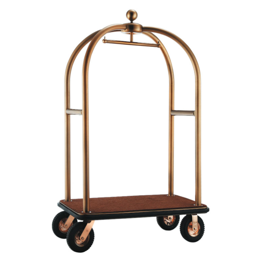 Maples Hotel Stainless Steel Lobby Luggage Trolley with Anti-Fingerprint Brownish Golden Finish