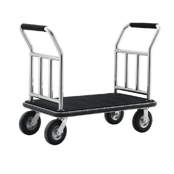 aples Hotel Stainless Steel Lobby Queen Flat Luggage Trolley