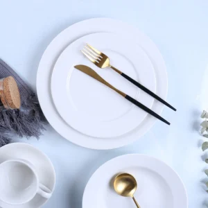 Maples White Ceramic Porcelain Flat Plates - Versatile Sizes for Elegant Dining. - Image 3