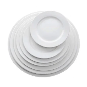 Maples White Ceramic Porcelain Flat Plates - Versatile Sizes for Elegant Dining. - Image 1