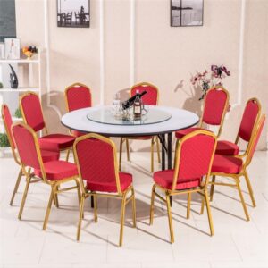 Maples Banquet Chair, Fluted Aluminum Frame with Plush Red Cushion. - Image 7