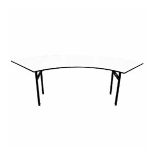 Maples Semicircular Crescents Banquet Table, White Melamine Board & High Compass Wooden Frame. - Image 1