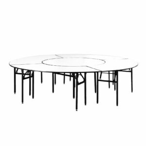 Maples Semicircular Crescents Banquet Table, White Melamine Board & High Compass Wooden Frame. - Image 2