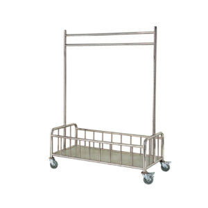 Maples Hanging & Basket Luggage Trolley - Stainless Steel, Swivel & Lockable Wheels - Image 1