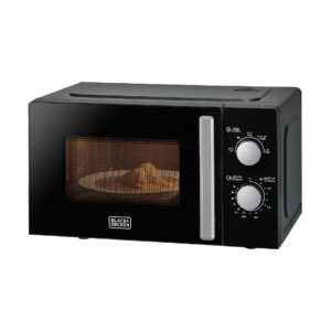 Black+Decker 20L 700W Microwave - Black & Chrome, Multiple Timers, 5 Power Levels, Cooking End Signal, Defrost Function. - Image 1