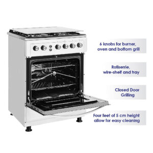 Super General Freestanding Gas Cooker 4-Burner Stainless Steel with Gas Oven, Rotisserie, Automatic Ignition, Full Safety, Silver, 60x60x85 cm, 1-Year Warranty. - Image 7