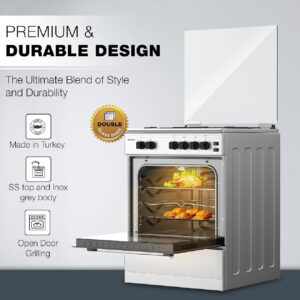 Nikai 60x55cm 4 Burner Freestanding Gas Cooker - FFD, Double Glass Oven, Button Ignition. - Image 5