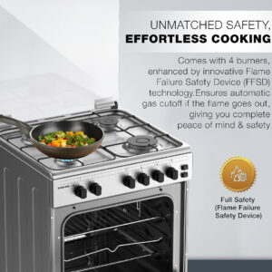 Nikai 60x55cm 4 Burner Freestanding Gas Cooker - FFD, Double Glass Oven, Button Ignition. - Image 3
