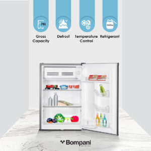 Bompani 78L Single Door Refrigerator - Smart Sensor & Humidity Control, Defrost Fridge Freezer, 1-Year Full & 5-Year Compressor Warranty, Black - Image 2