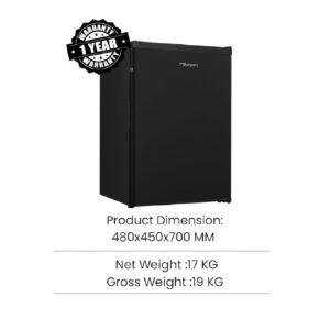 Bompani 78L Single Door Refrigerator - Smart Sensor & Humidity Control, Defrost Fridge Freezer, 1-Year Full & 5-Year Compressor Warranty, Black - Image 6