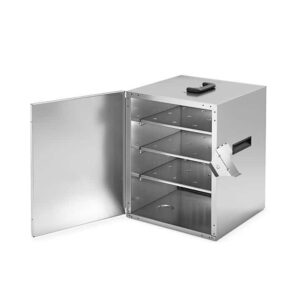 Maples Food Service Trolley with Food Warmer Box, Stainless Steel Finish, MDF Table, 4 Steering Wheels with 2 Lockable Wheels. - Image 2