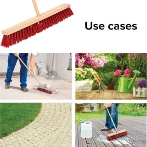 Hard Broom with Long Wooden Handle - Red, Ideal for Heavy Tasks, Efficient Cleaning of Fine Particles on Hard Surfaces. - Image 3