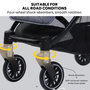 Bibena Gear Lightweight Travel Baby Stroller – Multi-Position Reclining Seat, Compact Fold, Black – Perfect for Toddlers 0-3 Years (up to 15kg). - Image 7
