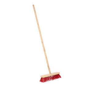 Hard Broom with Long Wooden Handle - Red, Ideal for Heavy Tasks, Efficient Cleaning of Fine Particles on Hard Surfaces. - Image 1