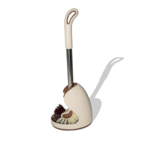 Brush Set with Storage Tub, Light Brown Plastic, Contoured Handle. - Image 1