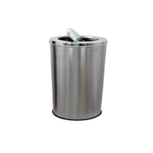 Stainless Steel Swing Lid Bin, 10 Liters - Modern Cylinder Design. - Image 1