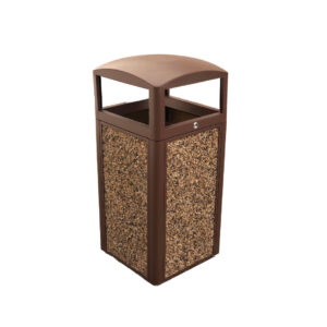 Outdoor Square Type Steel Bin, 45L, Brown Plastic Material, Durable & Stylish for Commercial Use. - Image 2