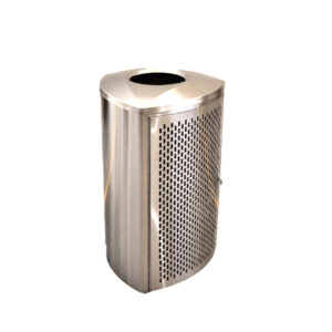 Stainless Steel Brushed Finish Commercial Outdoor Trash Bin, 35 Liters - Durable & Stylish. - Image 1