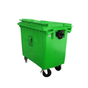 Heavy Duty Outdoor Garbage Bin - 660L Green | Durable HDPE with Rubber Wheels & Front Brakes. - Image 2