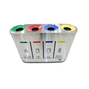 Recycle Stainless Steel Quad Compartment Bin | 240L Capacity, Heat and Water Resistant. - Image 1