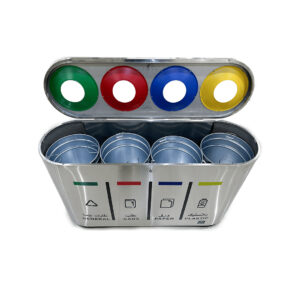 Recycle Stainless Steel Quad Compartment Bin | 240L Capacity, Heat and Water Resistant. - Image 2