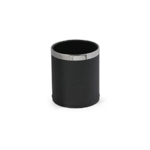 Leather Double Layer Guestroom Round Bin, 10 Liters in Black Color. - Image 1